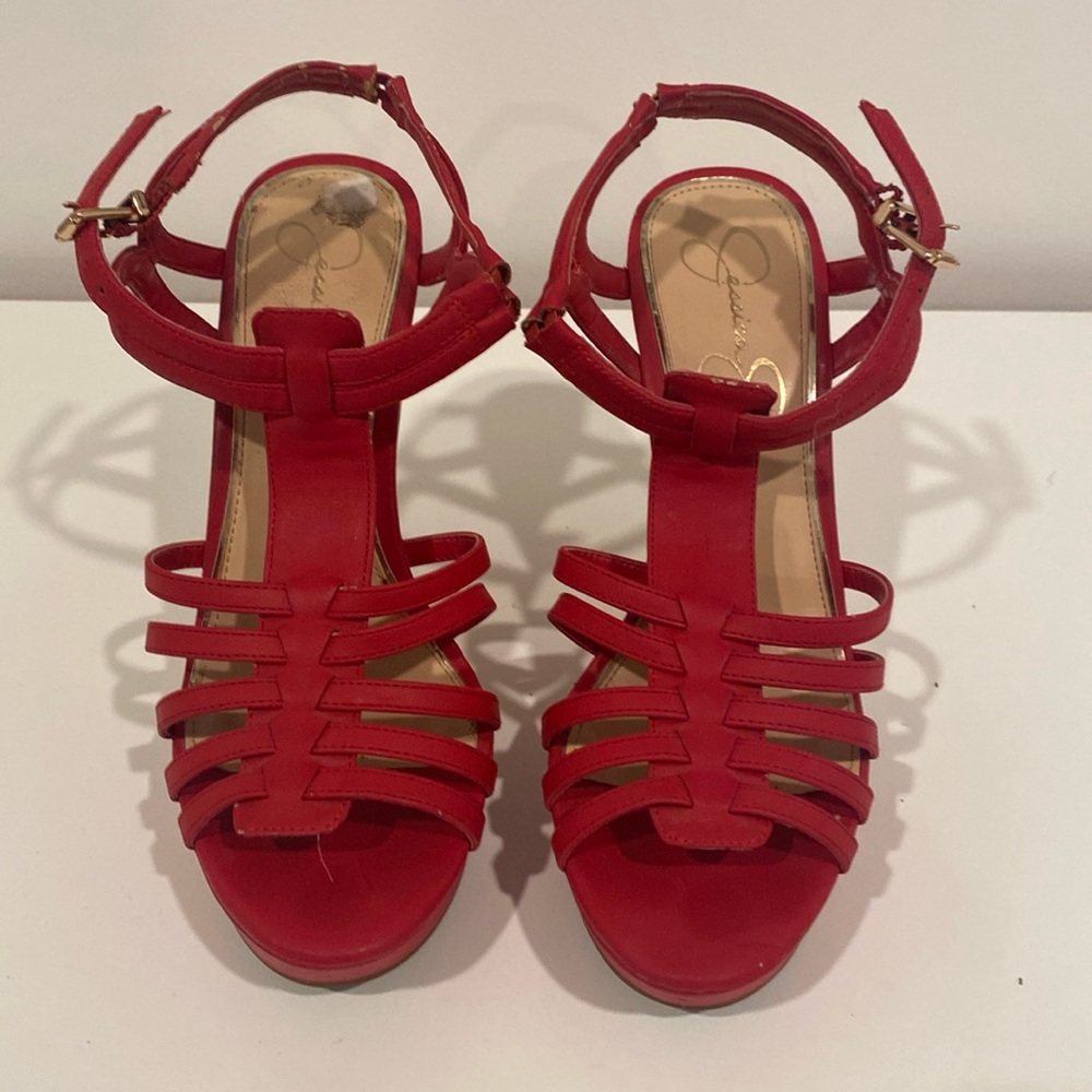 Jessica Simpson, red wedges, Size 7 1/2